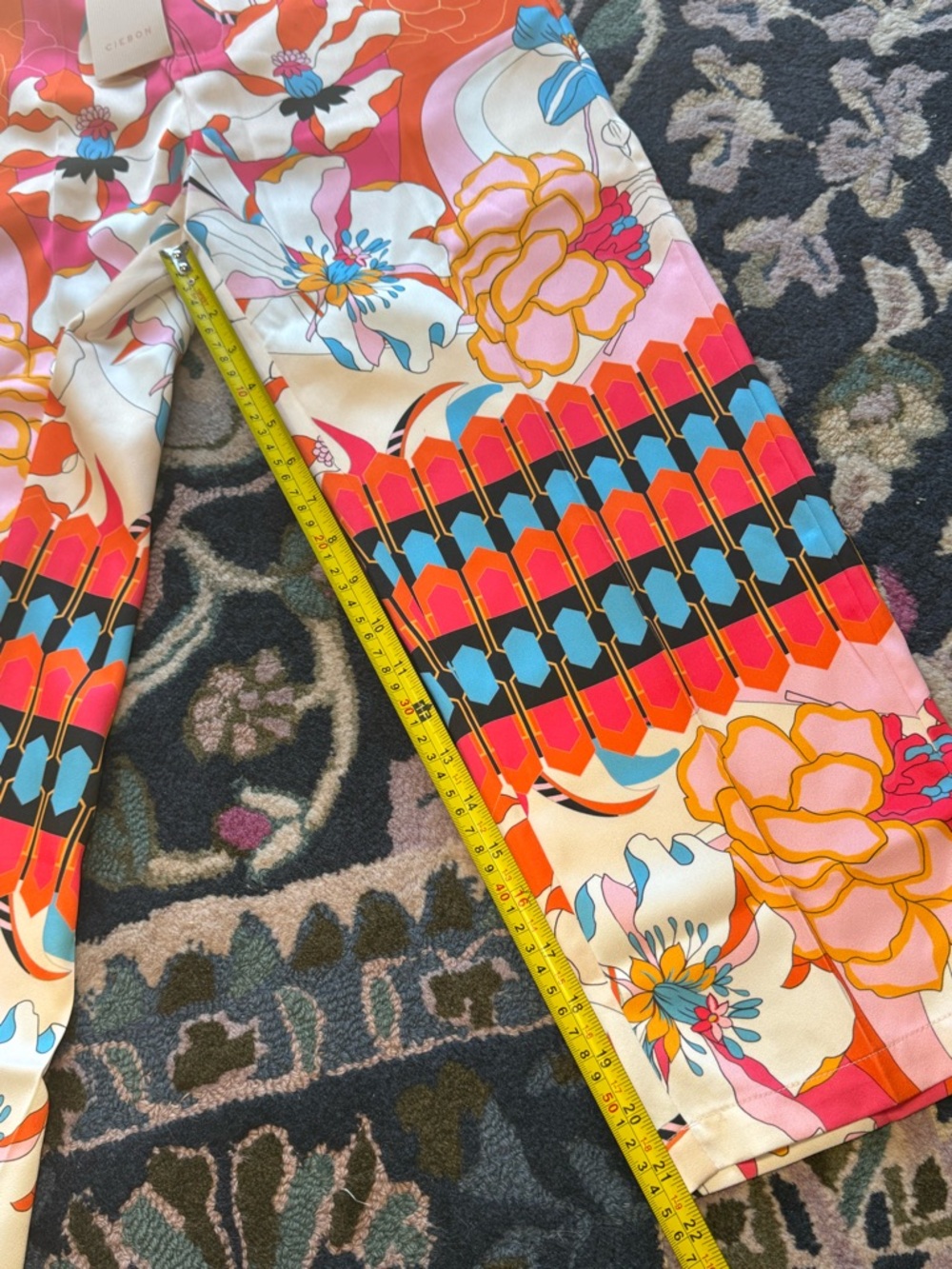 CIRSON Floral Print Wide-Leg Capris in Orange & Pink Culotte Flowy Gaucho - Picture 7 of 8
